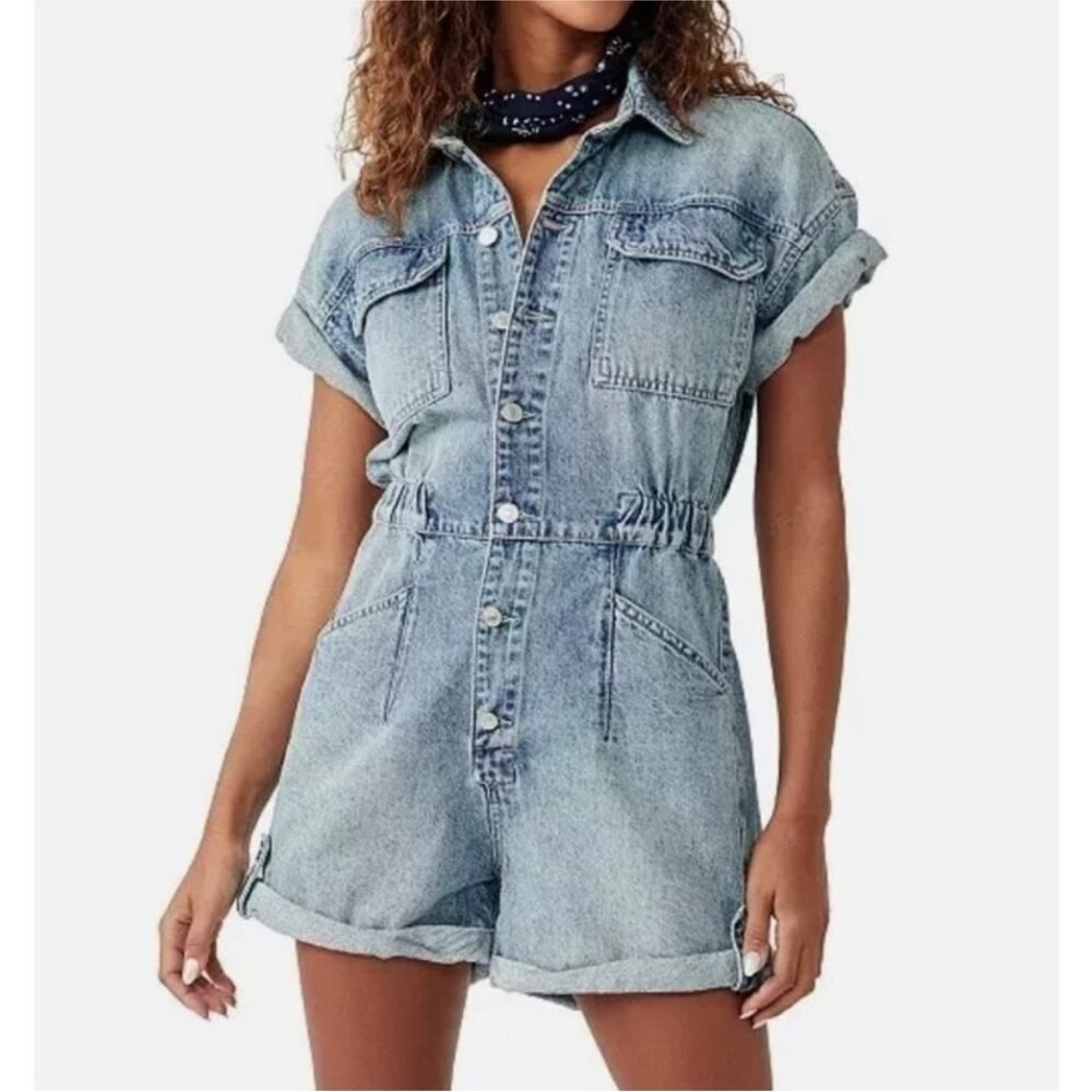 Free people Marci cuffed shortalls XS - Picture 2 of 11